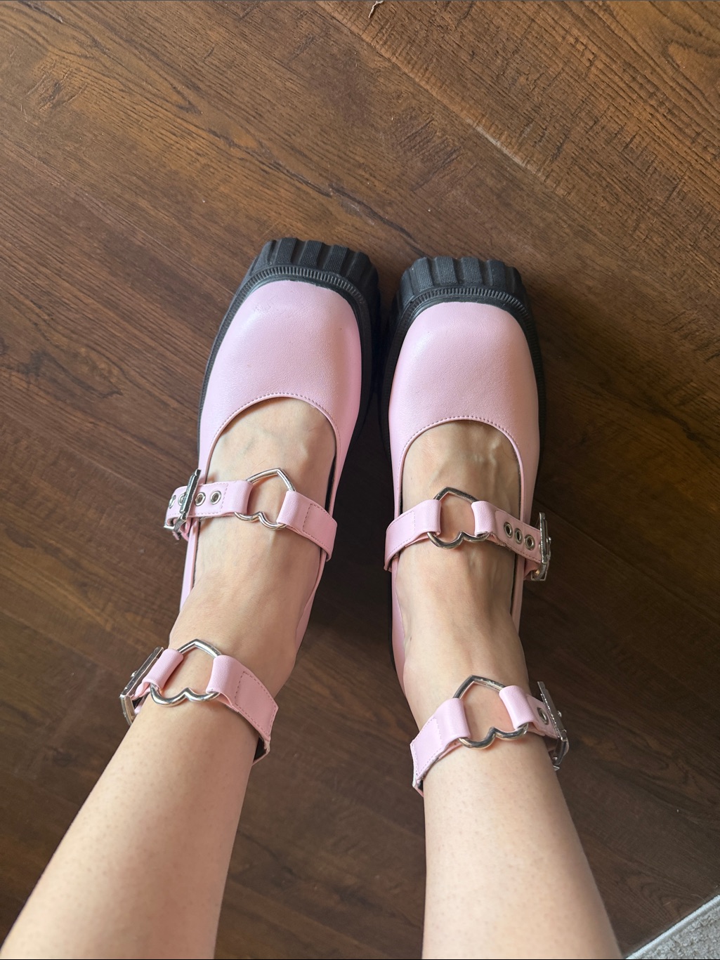La Moda Pink Mary Jane Platform Clog With Buckle Straps